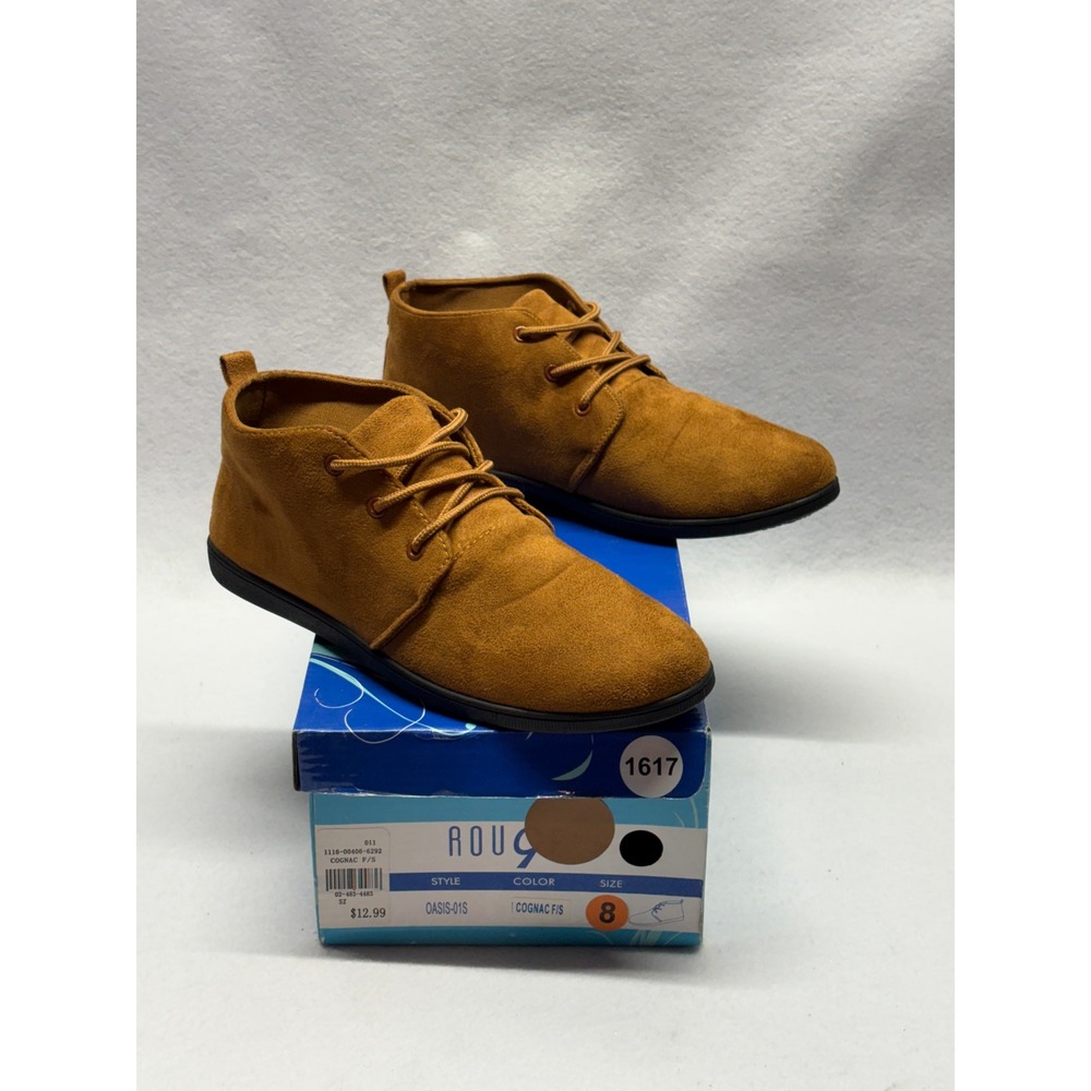 Rouge Oasis-01S Cognac Faux Suede Chukka Lace Up Ankle Boots Mens Size 8